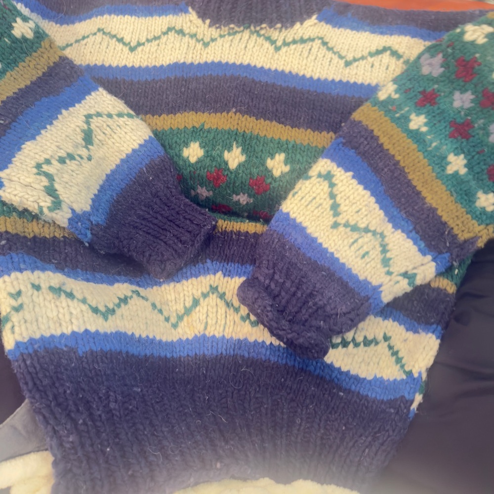 Cozy Multicolor 100% Wool Knit Sweater
